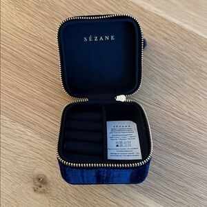 Sezane Navy Velvet Jewelry Box